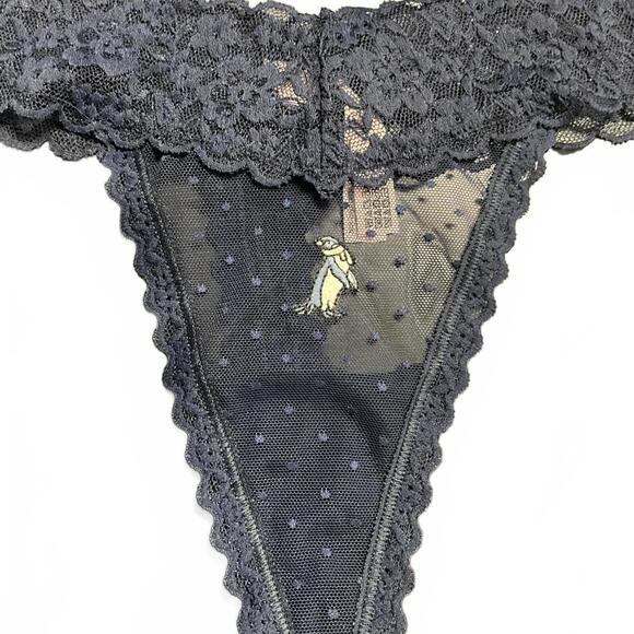 Victoria's Secret Navy Embroidered Lace Thong Panty - Picture 2 of 3